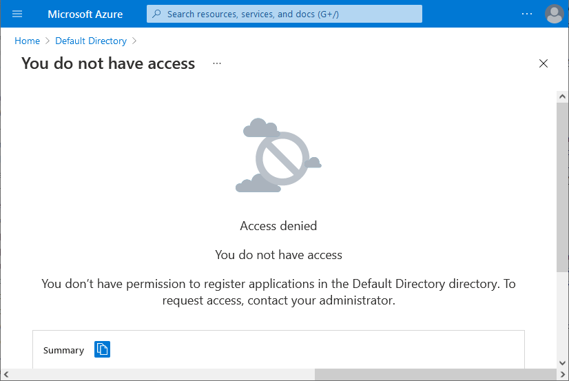 Screenshot of guest user cannot register applications.