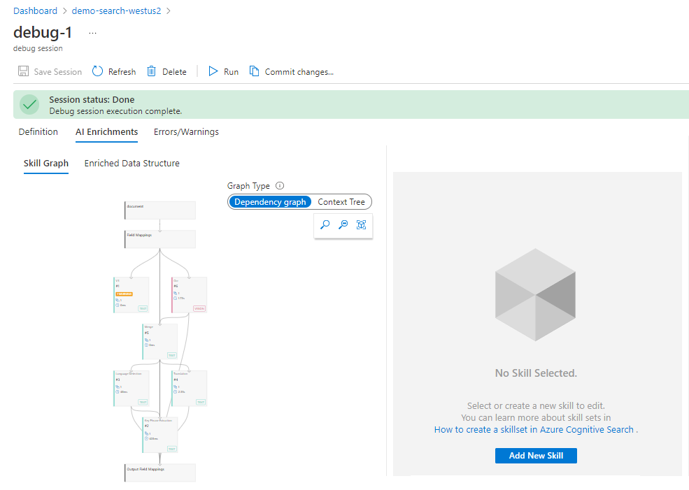 Screenshot of Debug Session visual editor.