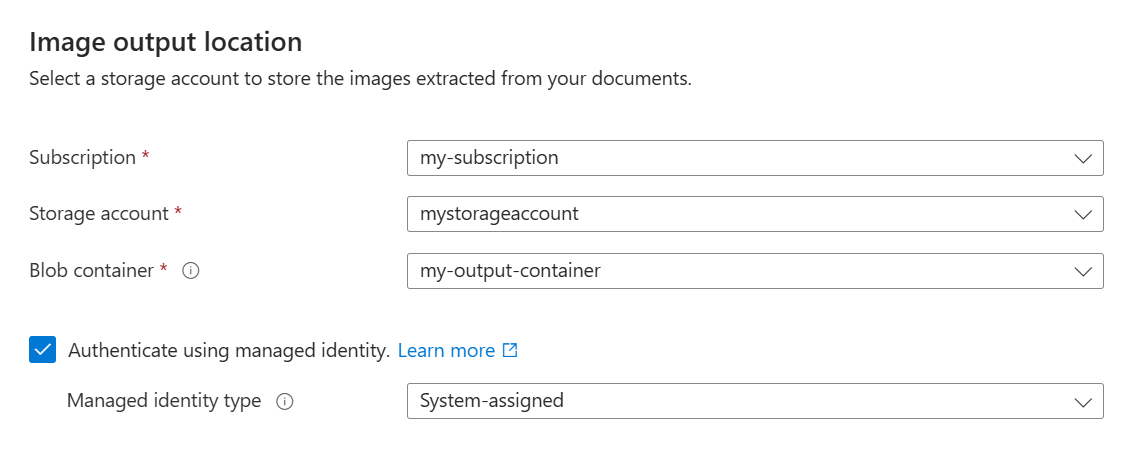 Screenshot of the wizard page for storing the extracting images.