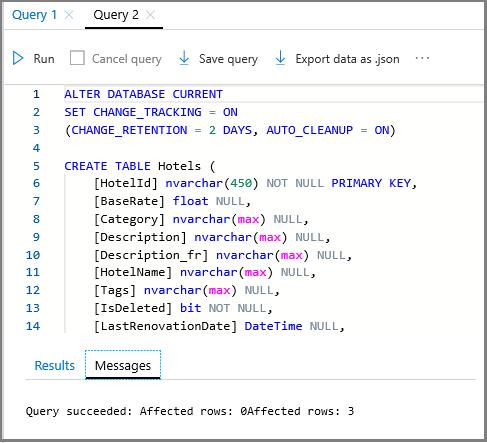 Screenshot of SQL script in a Query Editor window.