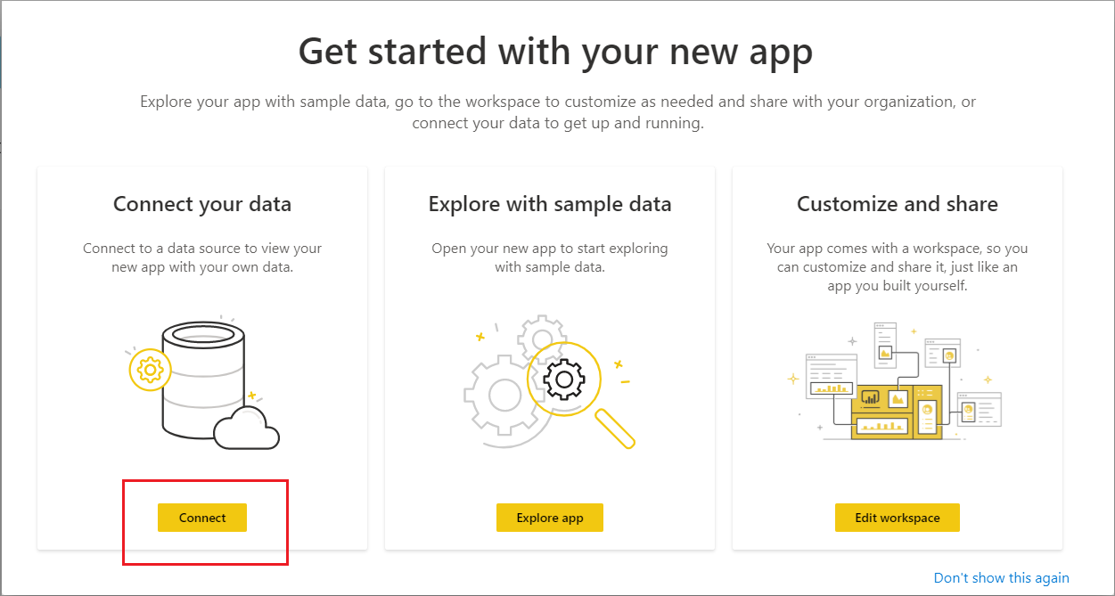 Screenshot showing how to connect to your data in the Azure Cognitive Search app.