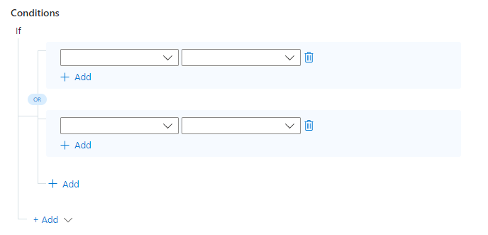 Screenshot of empty condition group fields.