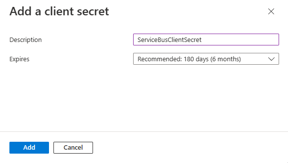 Add client secret page