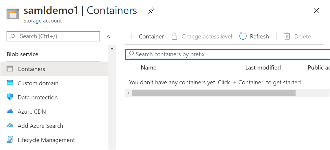 Create blob storage container for input