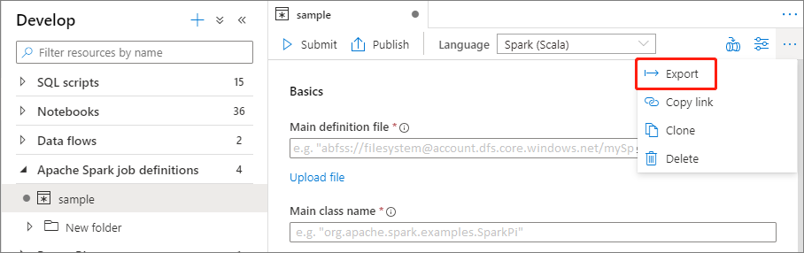 create export definition 2