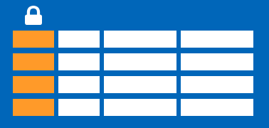 Diagram shows a schematic table with the first column headed by a closed padlock and its cells an orange color while the other columns are white cells.