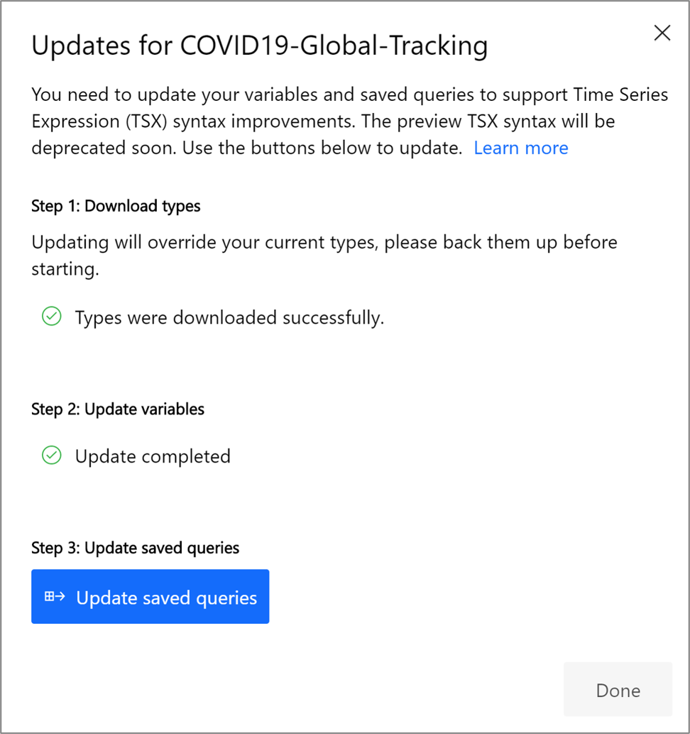 Update saved queries