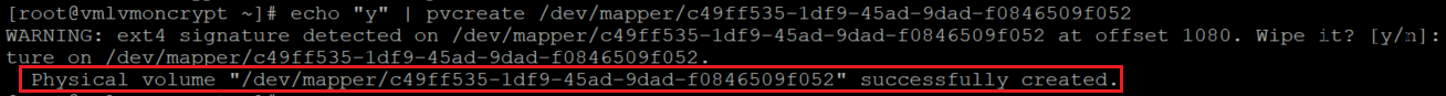 Verification that a physical volume was created