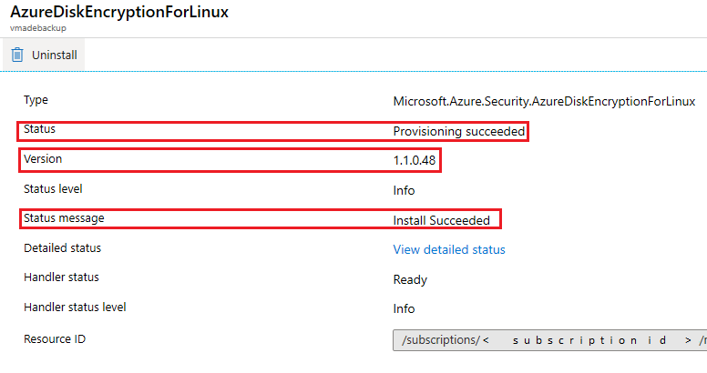 Portal check with status, version, and status message highlighted