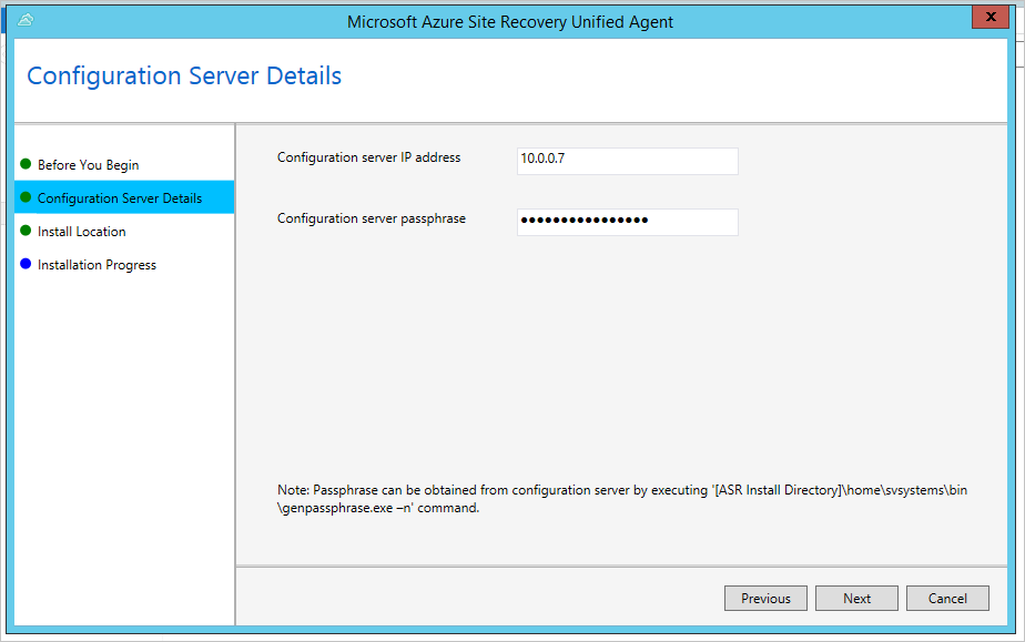 Configuration Server Details page