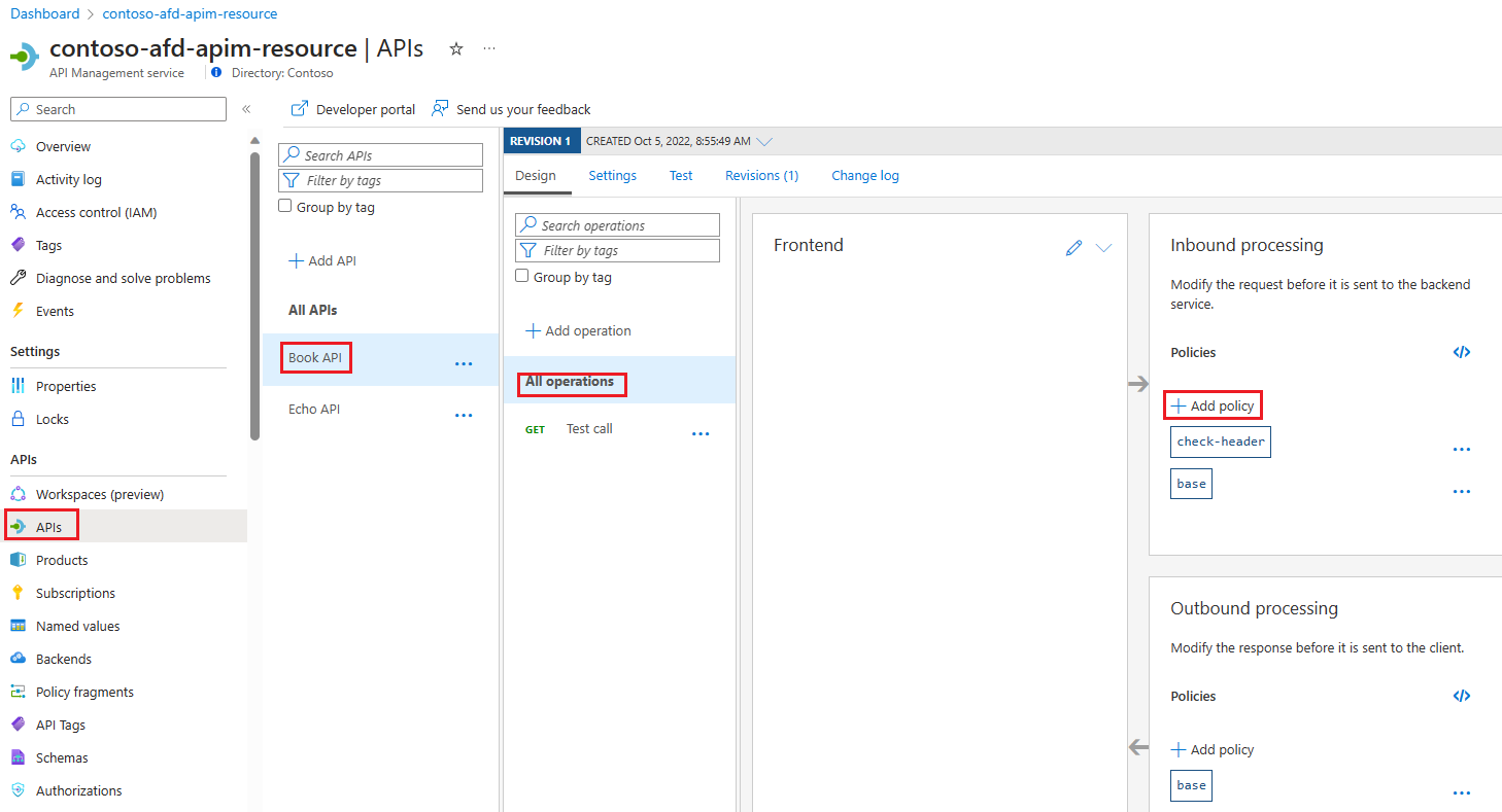 A screenshot showing how to add an inbound policy.