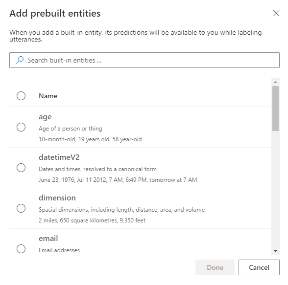 “添加预生成实体”对话框