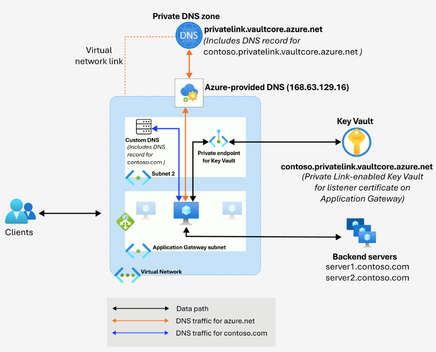 显示自定义 DNS 服务器的 DNS 解析流程图。