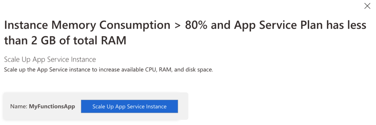 内存分析检测器中建议的解决方案的屏幕截图。
