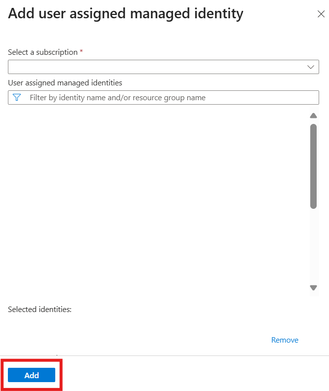 选择特定用户分配的托管标识的屏幕截图。