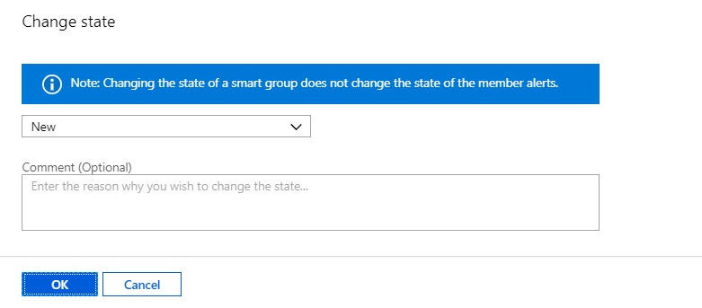 Screenshot shows the Change state dialog box for the smart group.