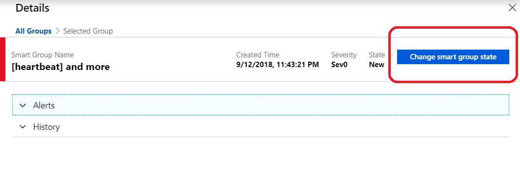 Screenshot shows the Smart Group Details page with Change smart group state selected.