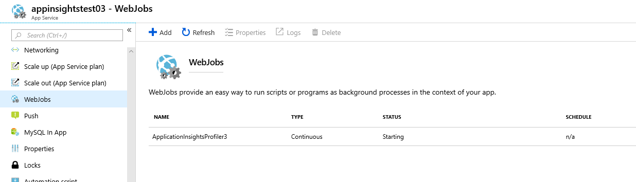 Disable Profiler for a web job