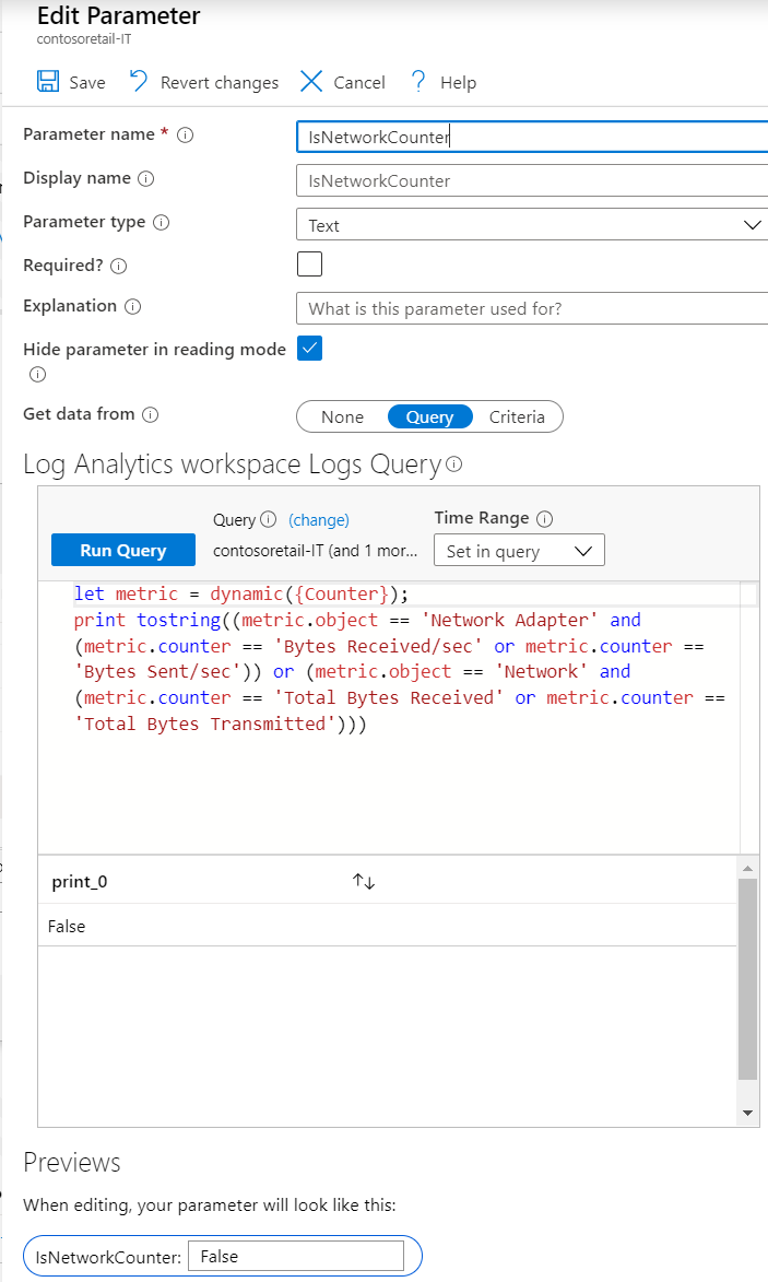 Screenshot that shows the conditional query.