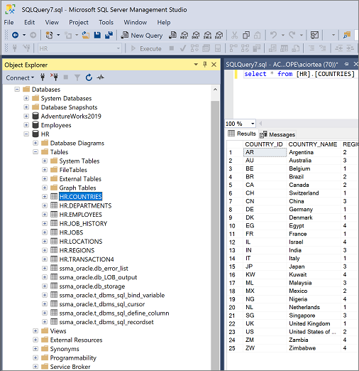 屏幕截图，显示 SSMA 中的 SQL Server 实例。