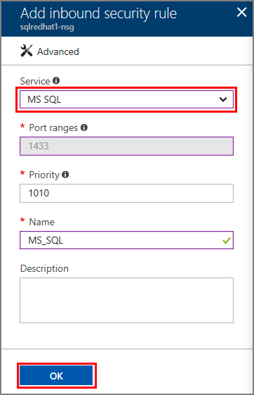 MS SQL 安全组规则