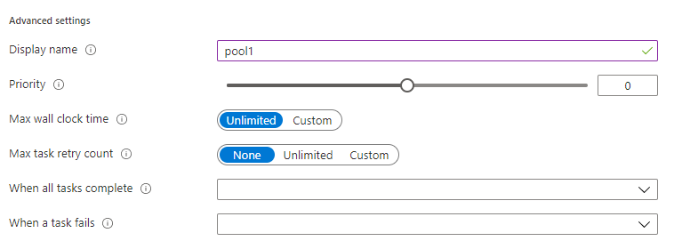 Screenshot of the Advanced settings for a new job schedule.