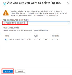 显示用于删除资源组的确认对话框的屏幕截图。