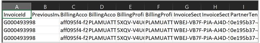 显示 CSV 文件中导出的数据的示例的屏幕截图。