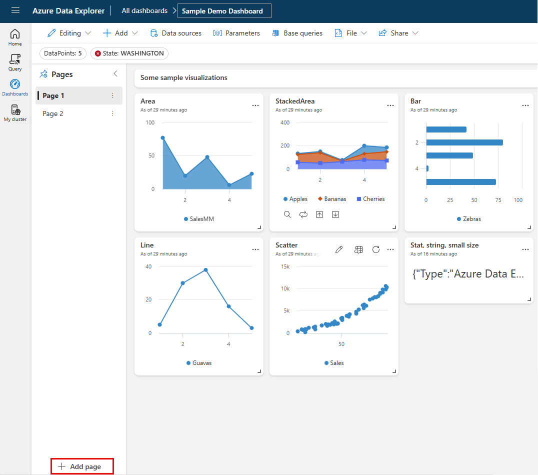 “添加页面”按钮的屏幕截图。