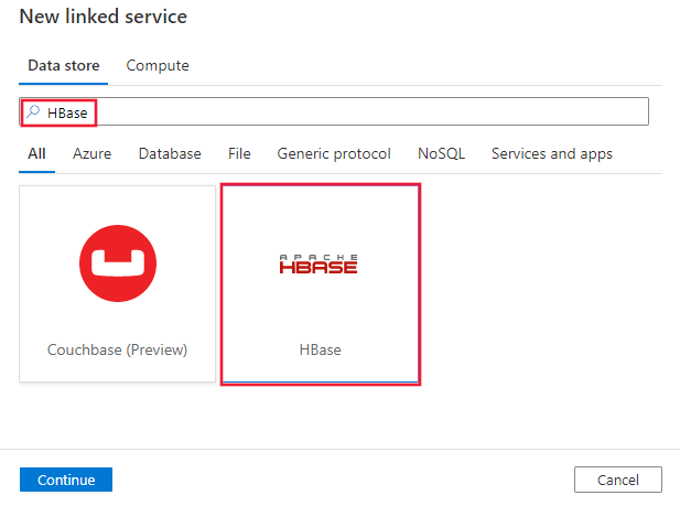 Hbase 连接器的屏幕截图。