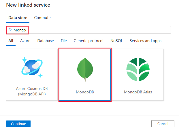 MongoDB 连接器的屏幕截图。