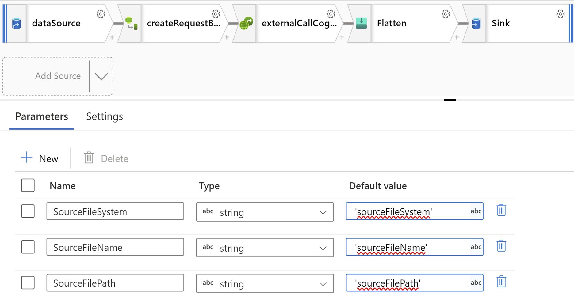 从源通向三次转换再通向接收器的数据流视图的屏幕截图。