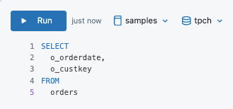 AI/BI 仪表板数据集编辑器中的目录和架构选取器。