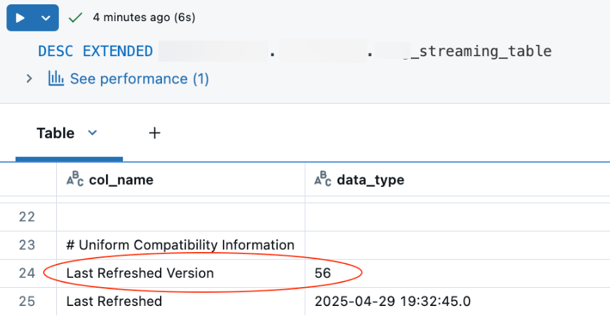 DESCRIBE EXTENDED 命令以检查兼容性模式版本