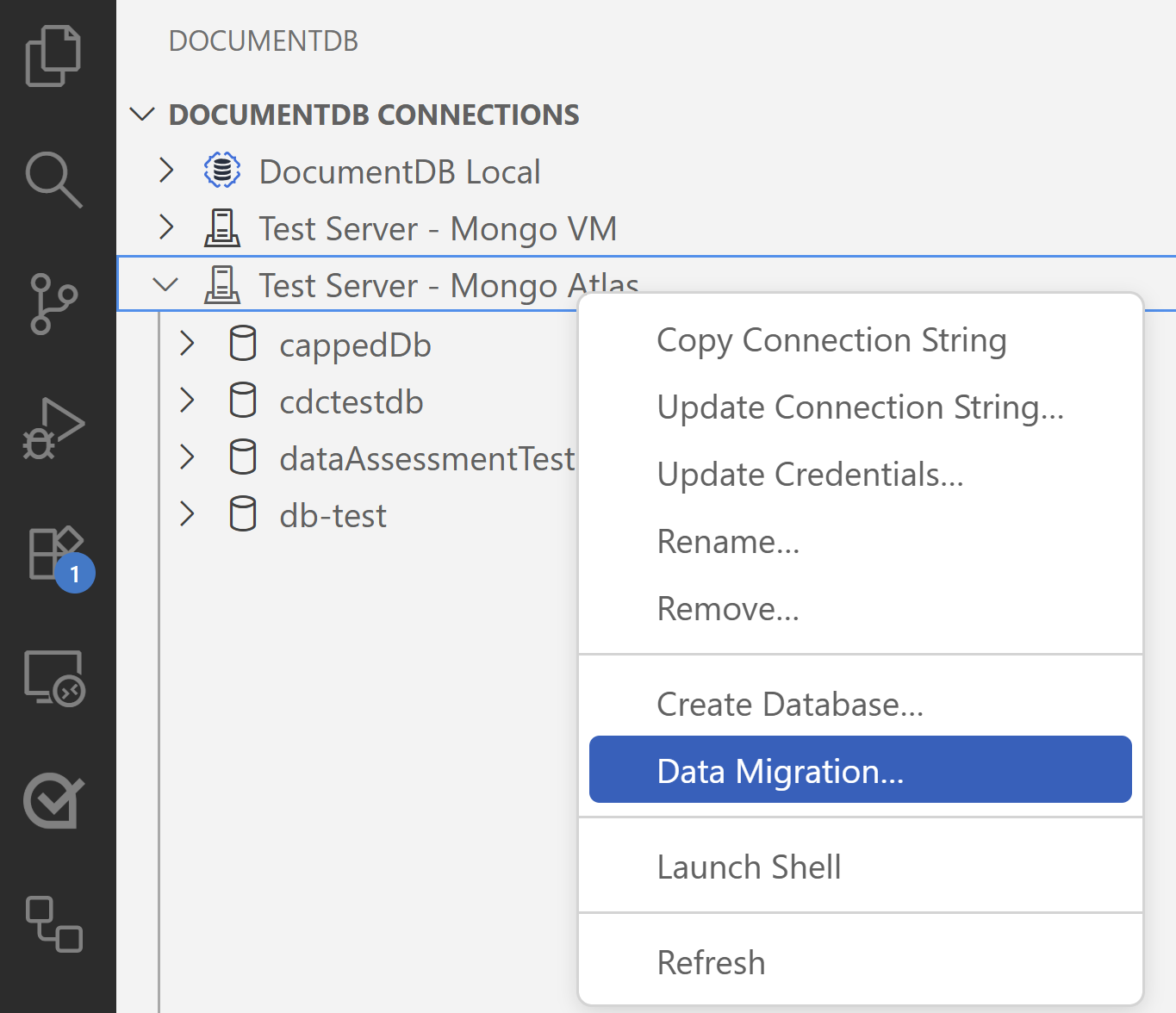 Visual Studio Code 中上下文菜单的屏幕截图。