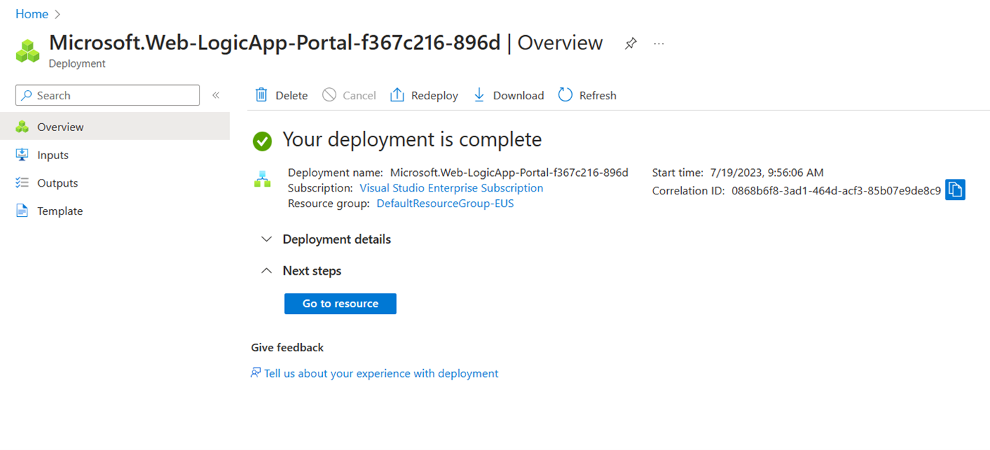 转到资源的屏幕截图。