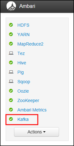 服务列表，其中突出显示了 Kafka。
