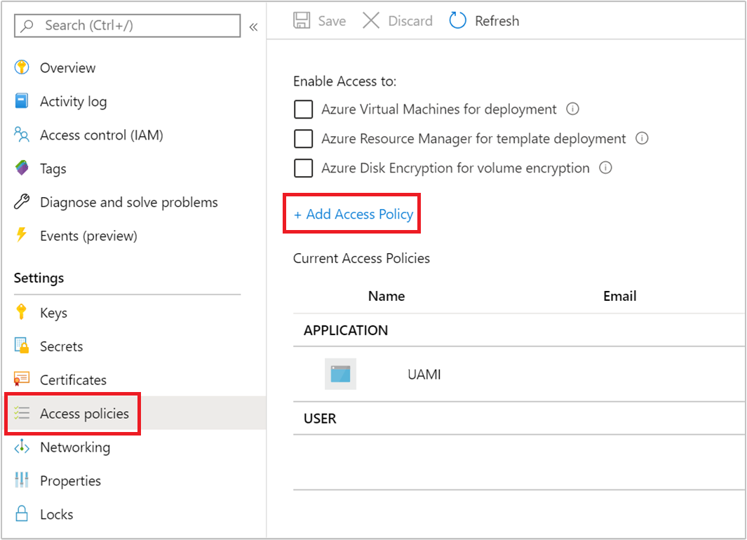 创建新的 Azure Key Vault 访问策略。