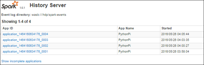 Spark 历史记录服务器已完成应用程序。