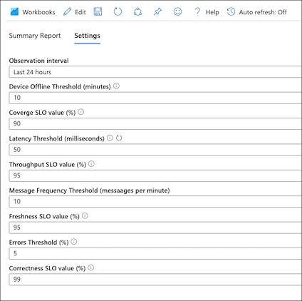 Azure 门户中的工作簿设置的屏幕截图。