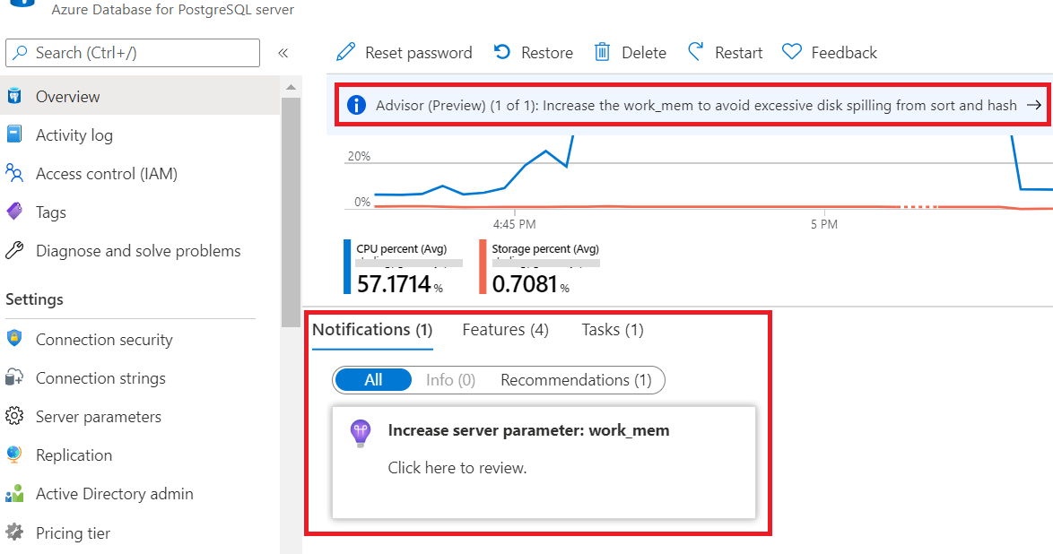 显示 Azure 顾问建议的 Azure 门户屏幕截图。