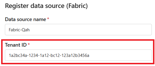 显示跨租户 Fabric 注册体验的屏幕截图。