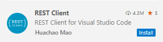 屏幕截图显示了 REST 客户端“安装”按钮。