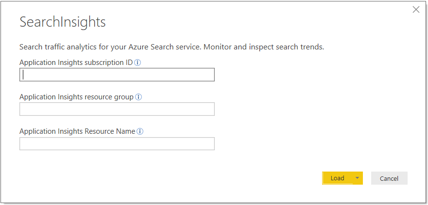 显示如何从 Power BI 连接到 Application Insights 的屏幕截图。