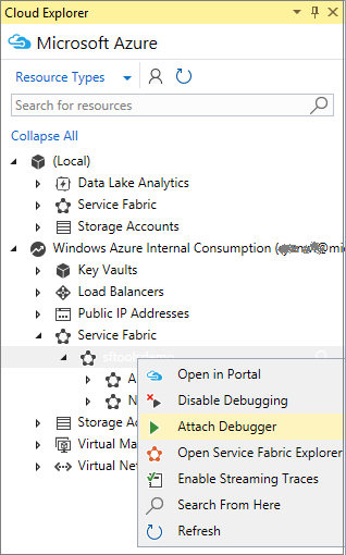 Attach debugger