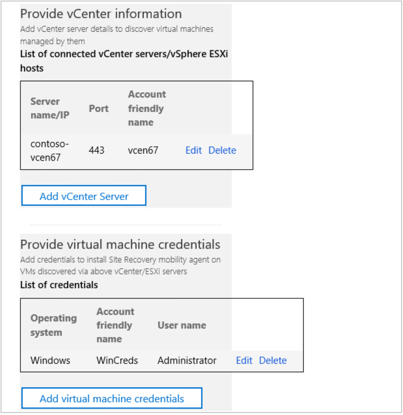 显示 vCenter 配置的屏幕截图。