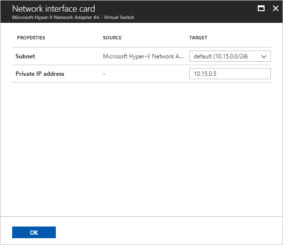 Screenshot of network interface settings.