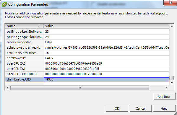 检查 disk.EnableUUID 是否存在