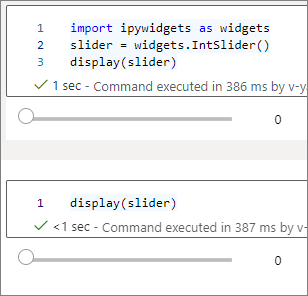 Synapse 笔记本中多个 IPython 小组件滑块的屏幕截图。