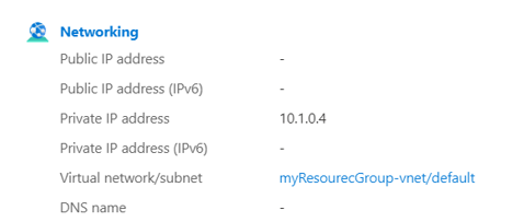 没有公共 IP 时，网络部分的外观的屏幕截图。